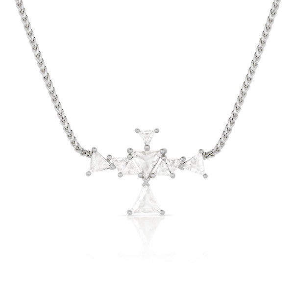 zoom view, rose cut trillion diamond thunderbird pendant necklace in white gold <span class='visuallyhidden'>Call, text 323-404-2959 for shopping assistance.</span>